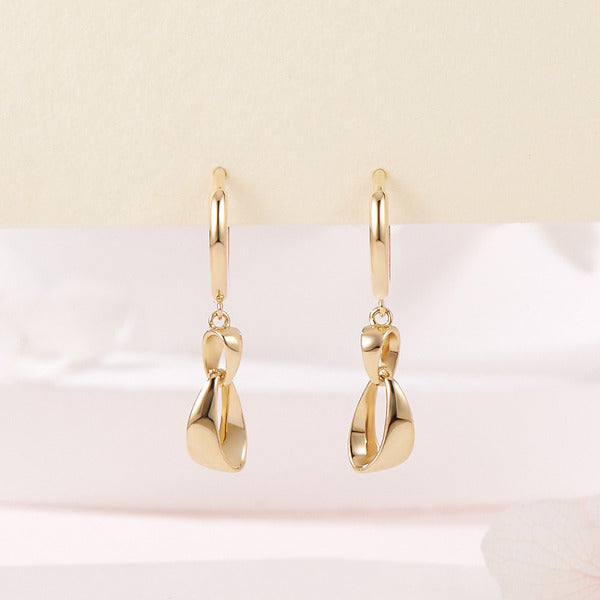 B&B Gold 14K Double Triangle Ring One-Touch Earrings One Pair MNE42488