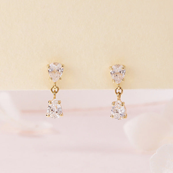 AirbnbGold 14K petite waterdrop cubic earrings pair MNE42490