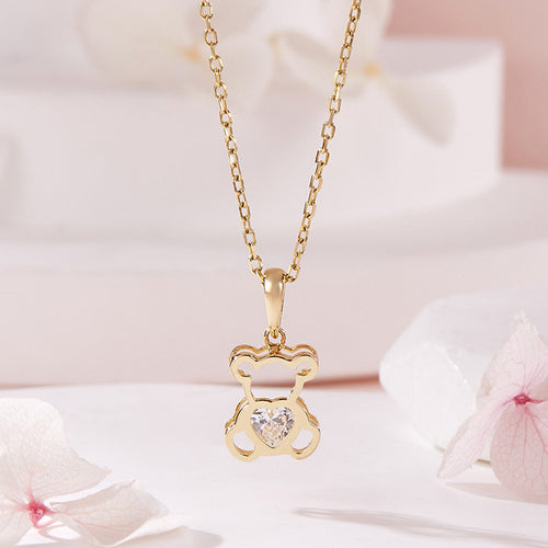 AirbnbGold 14K Cubic Heart Punched Bunny Pendant MNP42497