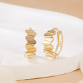 B&B Gold 14K Zigzag Teardrop Press One Touch Ring Earrings Pair MNE42501