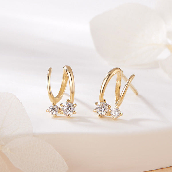 Bnbgold 14K Cubic Wave Coiled Ring Earring Pair MNE42509