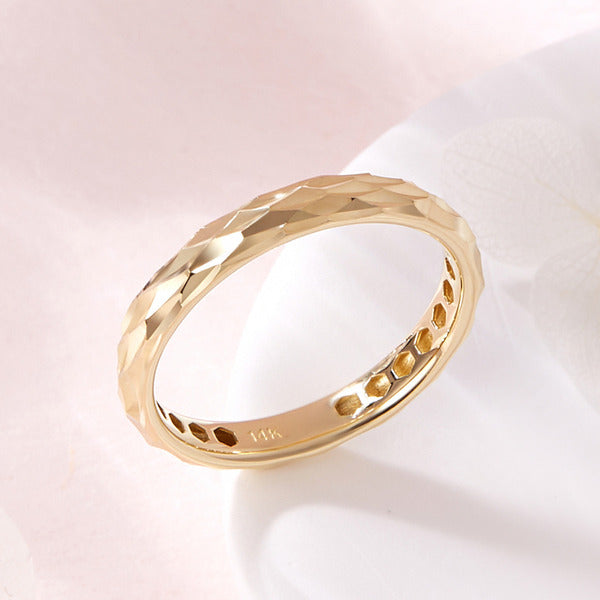 AirbnbGold 14K Curved Diamond Cut Hollowing Full Band Ring S RSS42592