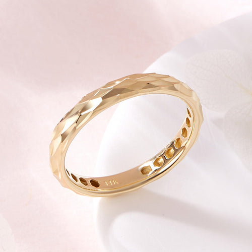 AirbnbGold 14K Curved Diamond Cut Hollowing Full Band Ring S RSS42592
