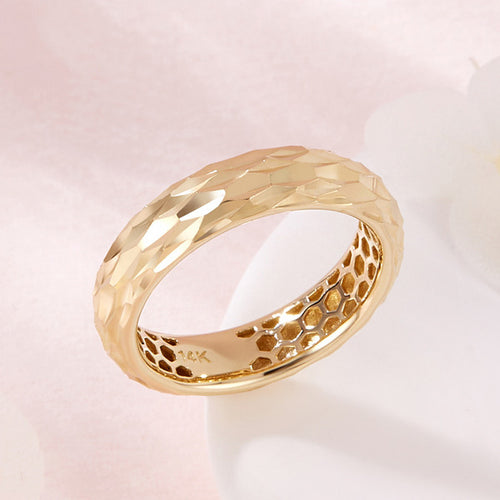 AirbnbGold 14K curved diamond cut hollowing all-band ring L RSS42594