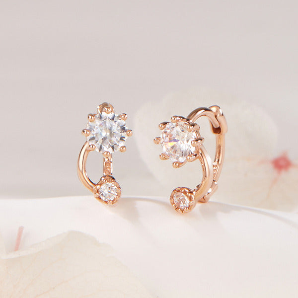 B&B Gold 14K Prong Curve Cubic One-Touch Ear Cuff Earrings Pair PNE42605