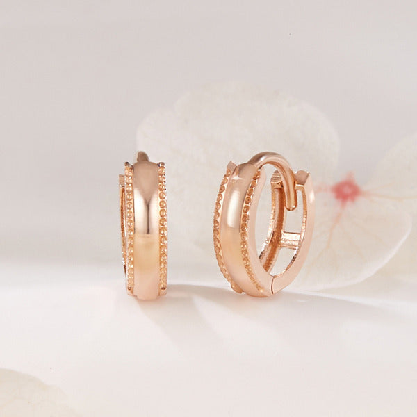 B&B Gold 14K Mini Milgrain One-Touch Ring Earring Pair PNE42606