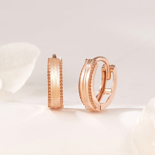 BnbGold 14K Mini Cutting Milgrain OneTouch Earring Pair PNE42607