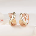 B&B Gold 14K Double Cross Combi One Touch Earrings Pair PNE42609
