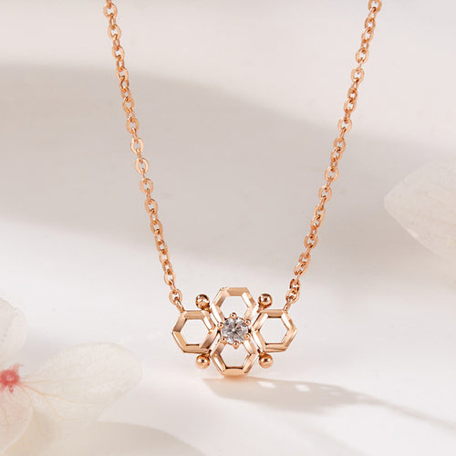 AirbnbGold 14K Honeycomb Punching Cubic Chain Necklace PNN42613