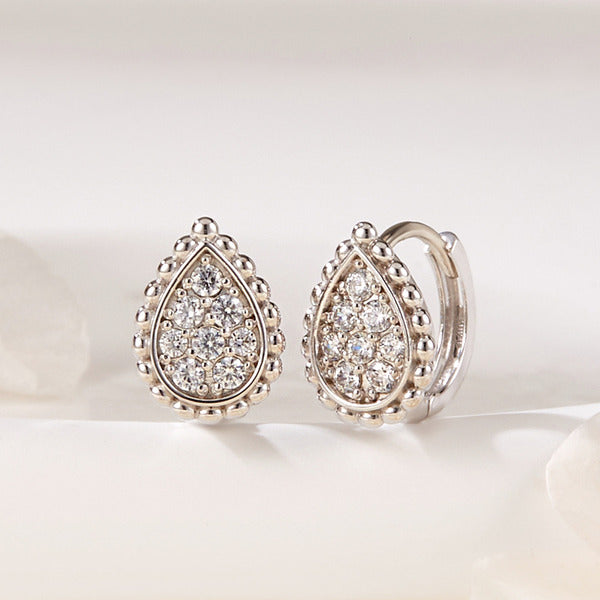 AirbnbGold 14K Milgrain Waterdrop Cubic One-touch Earrings PNE42614