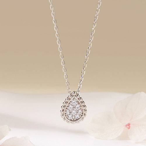18K milgrain waterdrop cubic chain necklace PNN42615