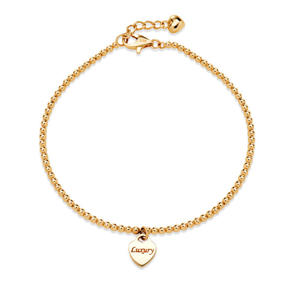 Mourun 14K Heart Bead Chain Bracelet MOB40096