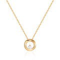 Dark Blue 14K Gold Circle Frame Cubic Chain Necklace MON40308