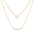 Mourun 14K cubic smile pearl layered chain necklace MON40283