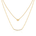 Moor 14K cubic stick one-piece heart layered necklace MON40282