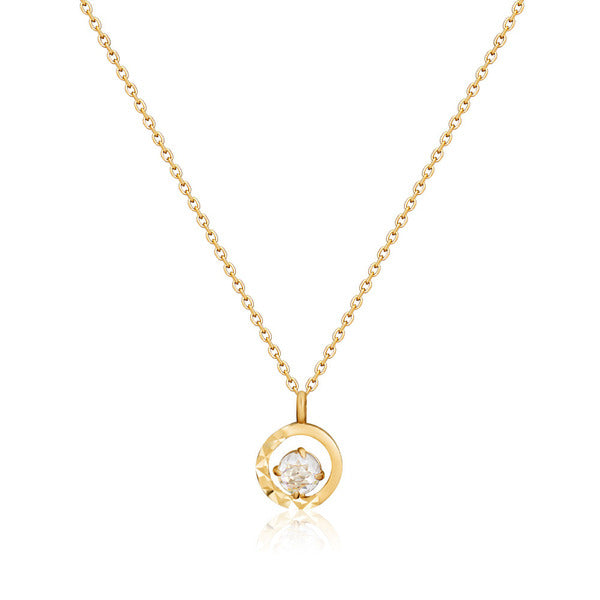 Moorun 14K Shine Cubic Unbalanced Cutting Chain Necklace MON40281