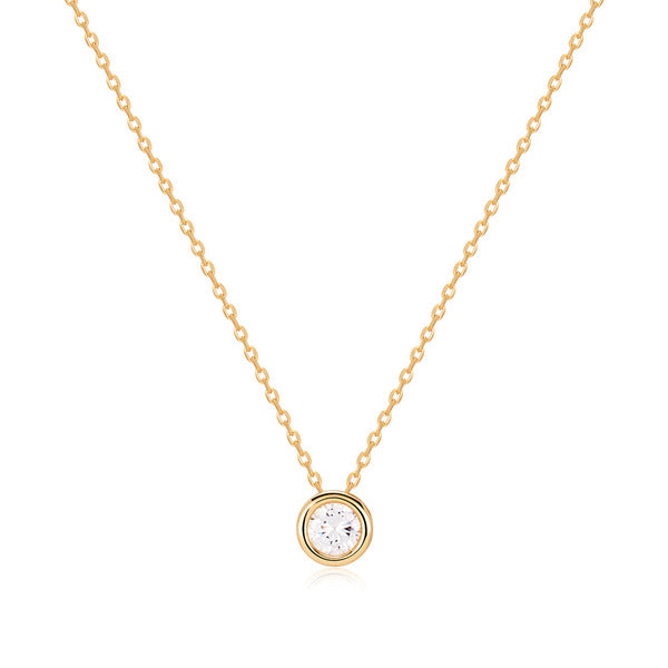 Mauve 14K Mini Round Cubic Ball Necklace S MON40278