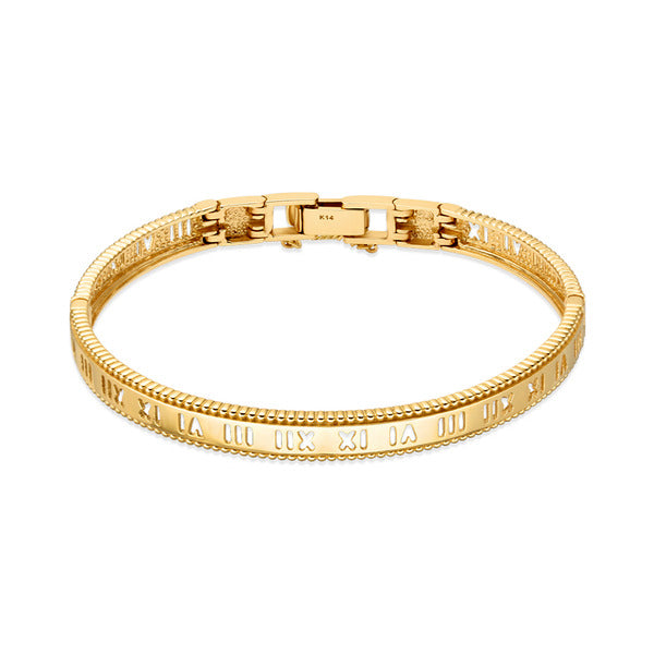 Mourun 14K Milgrain Roman Punched Bangle MOB40247