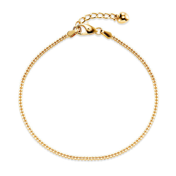 Moloon 14K 1.4mm Pretty Heart Pendant Chain Bracelet MOB40701