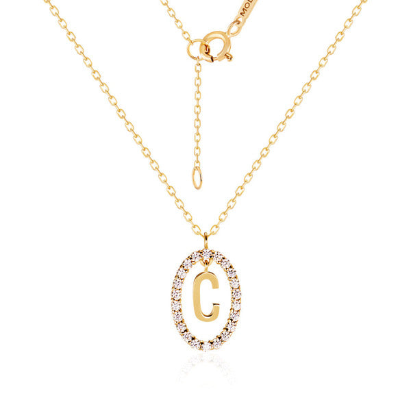 Morgan 14K GlowM Oval Stella Initial Chain Necklace MON40920
