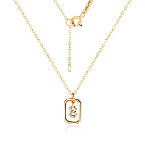 Mauve 5月最佳 14K Glow M Lipstick Edge Initial Chain Necklace MON40921