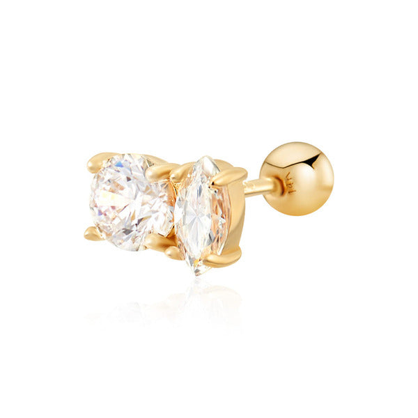 Morun 14K Glitz Circle & Marquise Cut Pair Light Piercing Single MOE41717