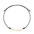 Black Leather Bracelet with 14K Gold Clip Chain and Draw Silk String MOB41735