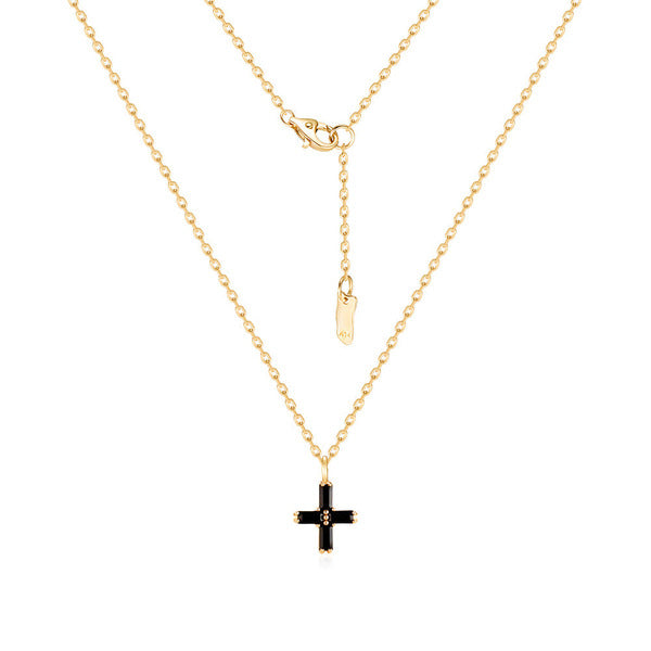 Mourun 18K Crucifix Black Cubic Zirconia Chain Necklace MON42229