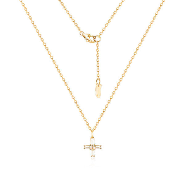 Molten 18K Crugrs Baguette Cubic Cross Chain Necklace MON42228