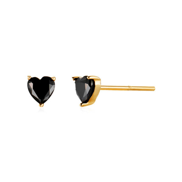 Moor 18K Black Glitter Heart Cubic Stud Earrings MOE42224