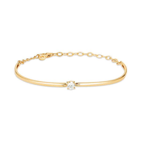 Mooned 5月最佳 14K 4.2mm flat solitaire half bangle MOB42250