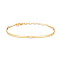 Mauve 14K 3mm Flat Solitaire Half Bangle Bracelet MOB42249