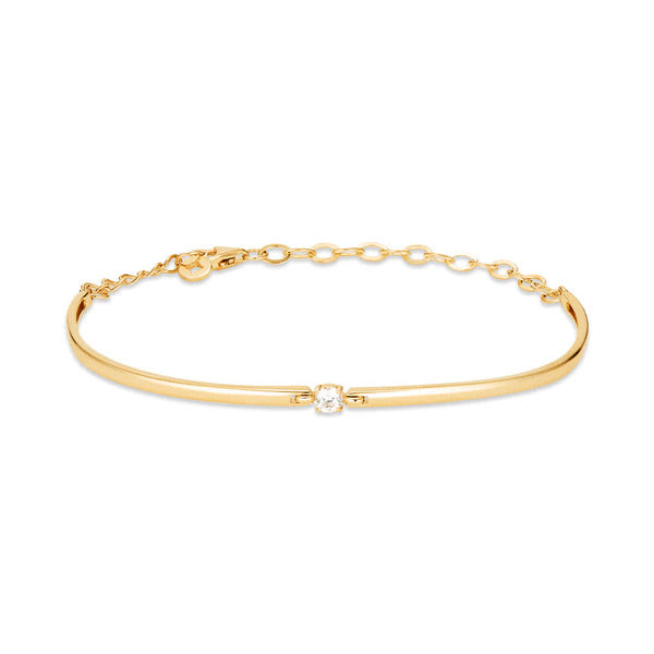 Mauve 14K 3mm Flat Solitaire Half Bangle Bracelet MOB42249