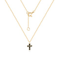 Moon 14K Black Glitter Pavé Cubic Cross Chain Necklace MON42231