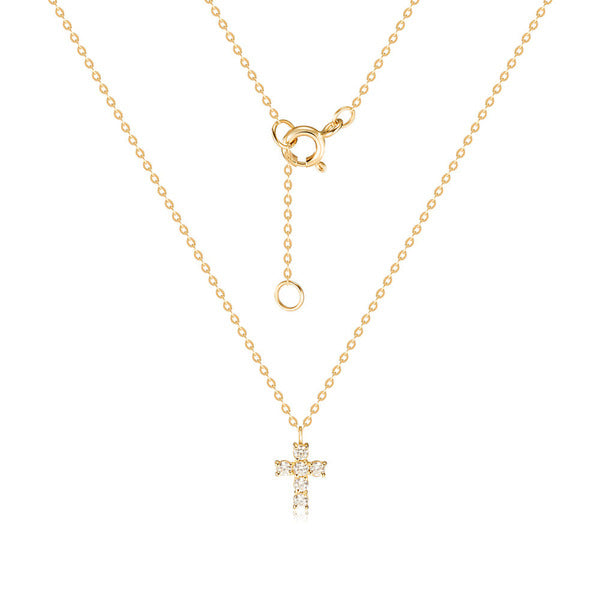 Morgan 14K glitter pave cubic cross chain necklace MON42230