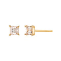 Dark Blue 14K Glitz Square Cubic Earrings Pair MOE42218