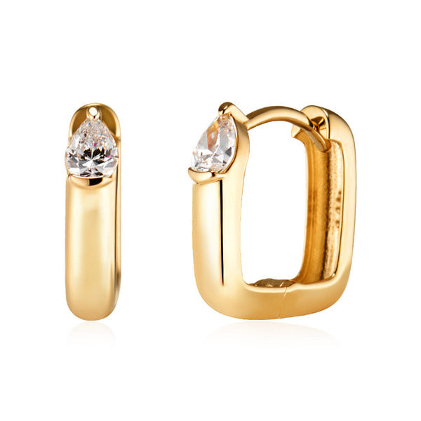 Moor 14K drop bead cubic square one-touch earrings S pair MOE42242