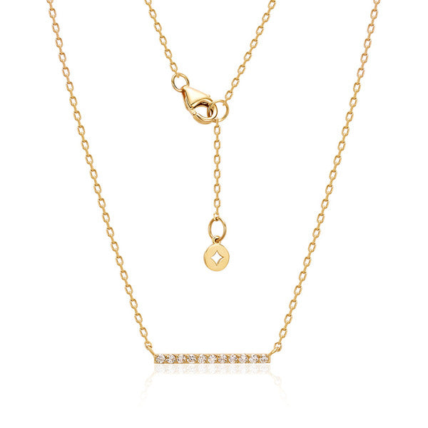 [Morun] 14K Horizon Natural Bar Wrap Diamond Chain Necklace MON42564