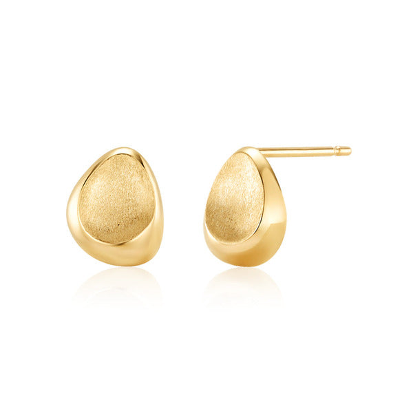 [Morun] 14K D-Flat Soft Curve Stud Earrings Pair MOE42579