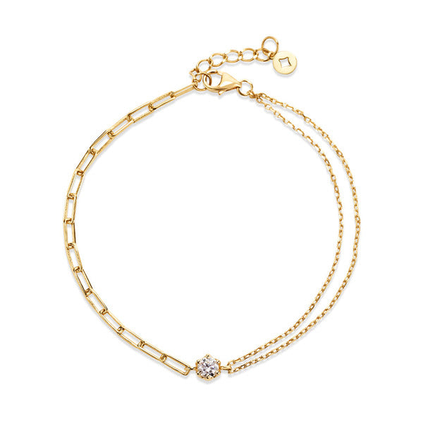 Molun (June Best) 14K prong dual texture clip chain bracelet MOB42583