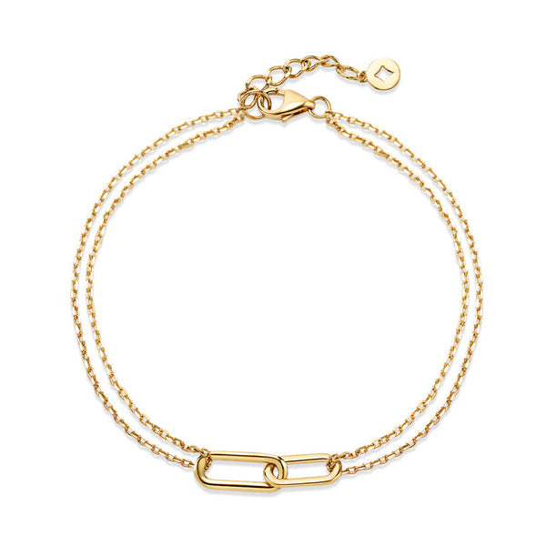 Mourning 14K interlock clip layered chain bracelet MOB42584