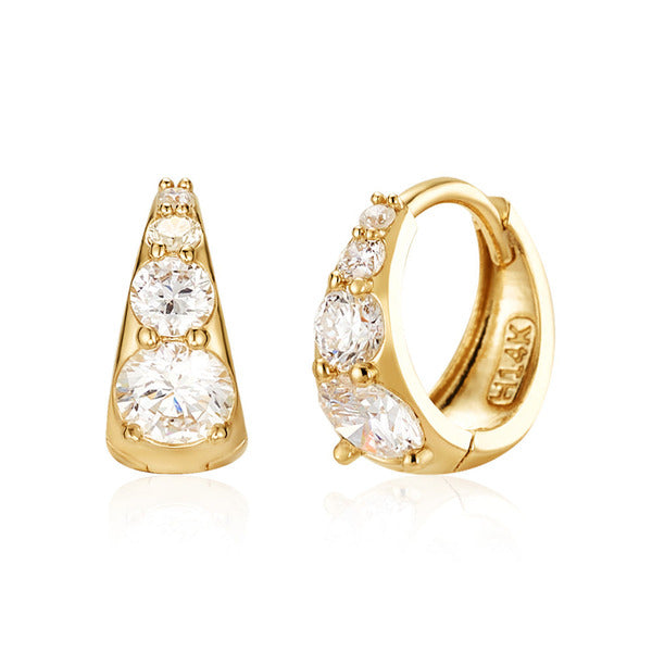 [Morun] 18K Flui Water Drop Duo Lab Diamond One-Touch Earrings Pair MOE42566