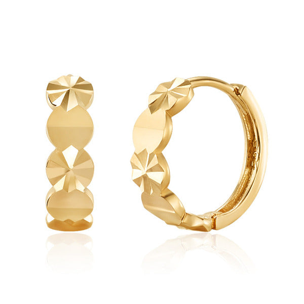 [Morun] 18K Prism Half Cutting One-Touch Ring Earrings Pair L MOE42578