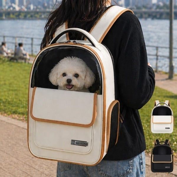 Daitem women's practical backpack with transparent window for pet walking 25484135588872