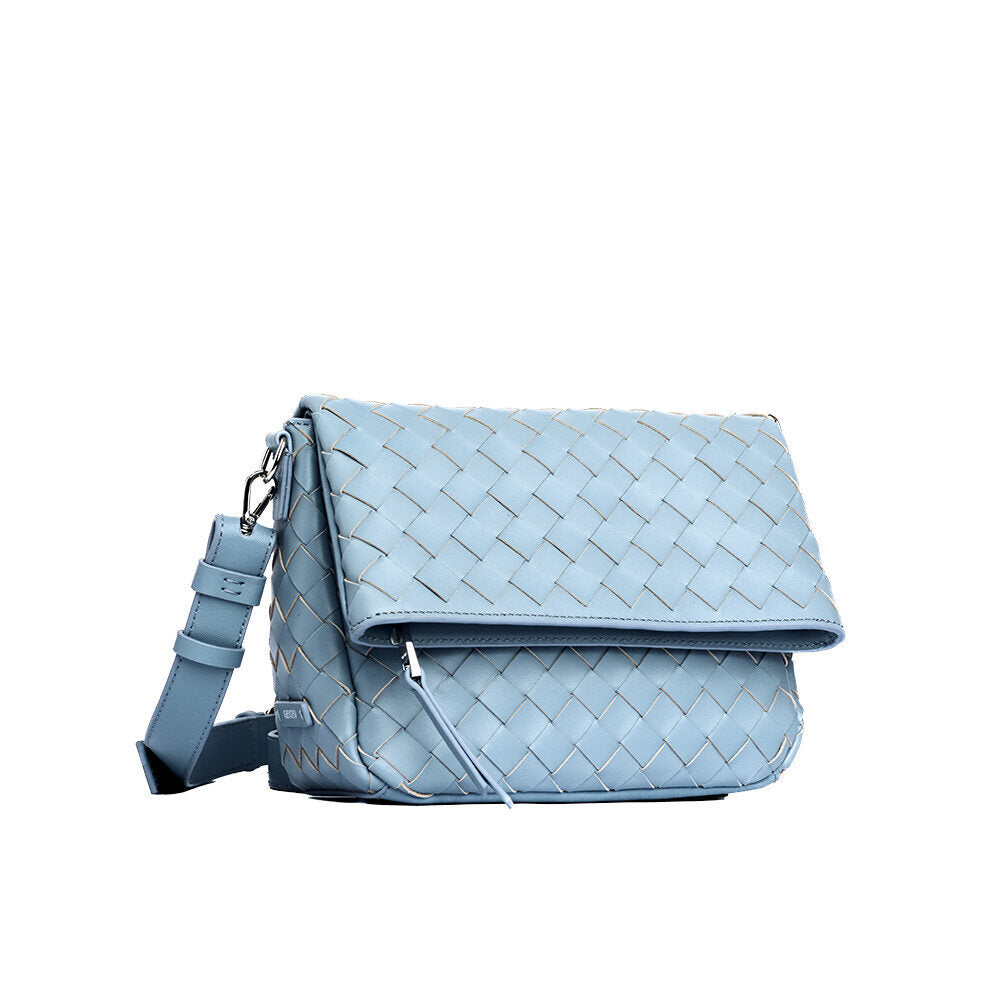 Geiger Handbag [Geiger] Intrecciato Rive Flap Bag (Blue Gray)