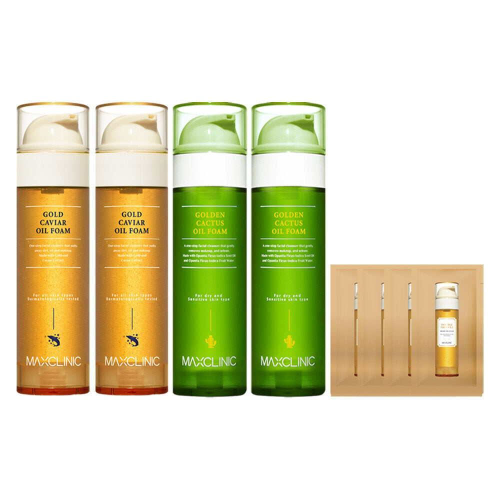 Max Clinic Oil Foam Cleanser 110g Golden Cactus 2+Caviar 2+Samples 4
