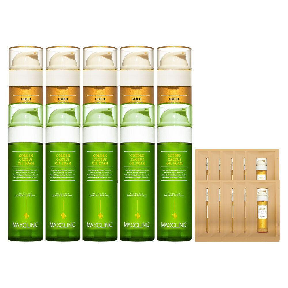 Max Clinic Oil Form Cleanser 110g Golden Cactus 5+Caviar 5+Samples 10