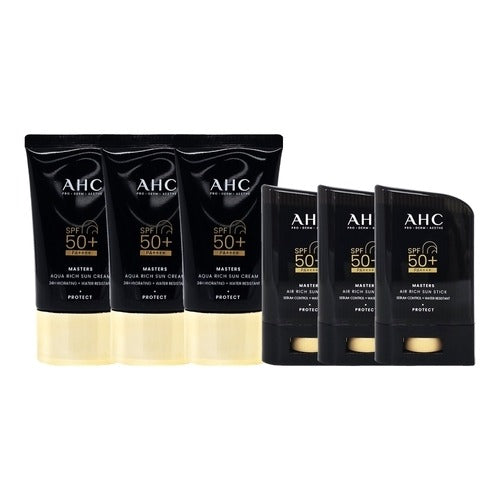 AHC AHC Master's Aqua Rich Sun Cream 60ml x3 + Rich Lipstick 22g x3 630729
