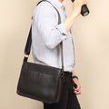 Billybus men daily black crossbody leather businessman shoulder bag BJI185630845