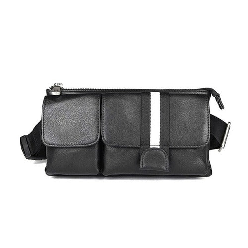 Billybus men daily black leather crossbody travel bag BJI379630845